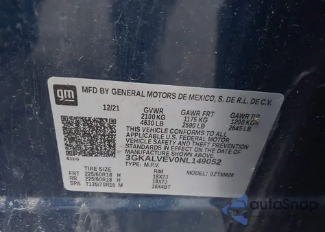 2022 GMC Terrain Awd Slt z USA, uszkodzony, nr VIN 3GKALVEV0NL149052